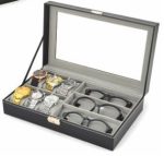   Elegantná  krabička na hodinky s priehradkami na slnečné okuliare