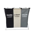 3-priehradkový skladací kôš na bielizeň