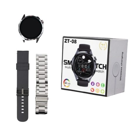 ZTfit ZT-08 Strieborné inteligentné hodinky so silikónovým a kovovým remienkom