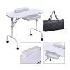 Biely skladaci stolík na manikúru s kolieskami