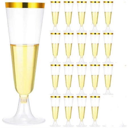 Elegantné jednorazové plastové poháre na šampanské – sada 20 ks, 150 ml
