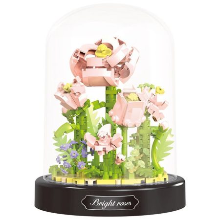 Balody Mini Blocks – Svetloružová ruža v sklenenej kupole (sada 365 ks)