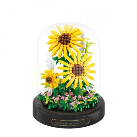 Balody Mini Blocks – Kvitnúca slnečnica v sklenenej kupole (sada 545 ks)