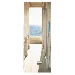   VIRANDA 3D Samolepiaca Dverová Nálepka, Nástenná Nálepka – Výhľad na Pláž (77 × 200 cm)