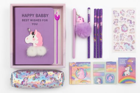 Sada písacích potrieb s jednorožcom – darčekový balíček