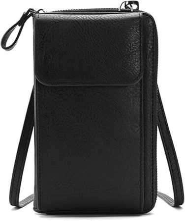 Kememo dámska kabelka cez rameno – čierna, z PU kože, s držiakom na karty a peňaženkou Kememo dámska kabelka cez rameno – čierna, z PU kože, s držiakom na karty a peňaženkou