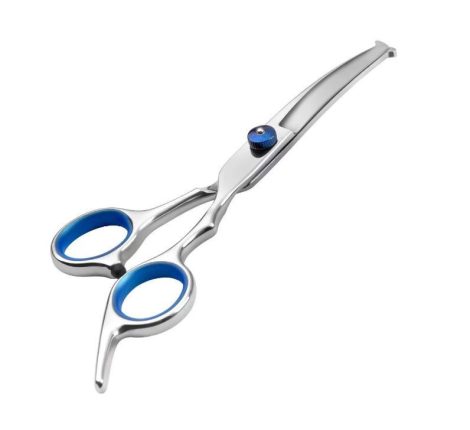 Profesionálne groomerské nožnice, nehrdzavejúca oceľ, 17 cm, zahnuté, pre psy a mačky