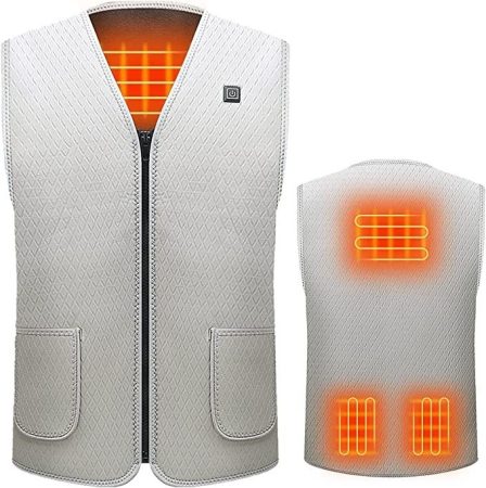 Amaz Lux bielo-sivá unisex vyhrievaná vesta EU/XL