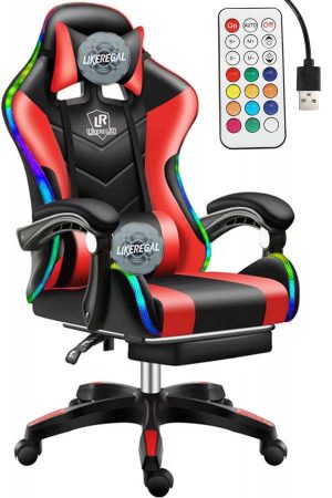 Likeregal 920 červené herné kreslo s opierkou na nohy ,s RGB podsvietením a masážnou funkciou Likeregal 920 červené herné kreslo s opierkou na nohy ,s RGB podsvietením a masážnou funkciou