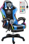 Likeregal 920 Modré herné kreslo s opierkou na nohy,s RGB podsvietením a masážnou funkciou Likeregal 920 Modré herné kreslo s opierkou na nohy,s RGB podsvietením a masážnou funkciou